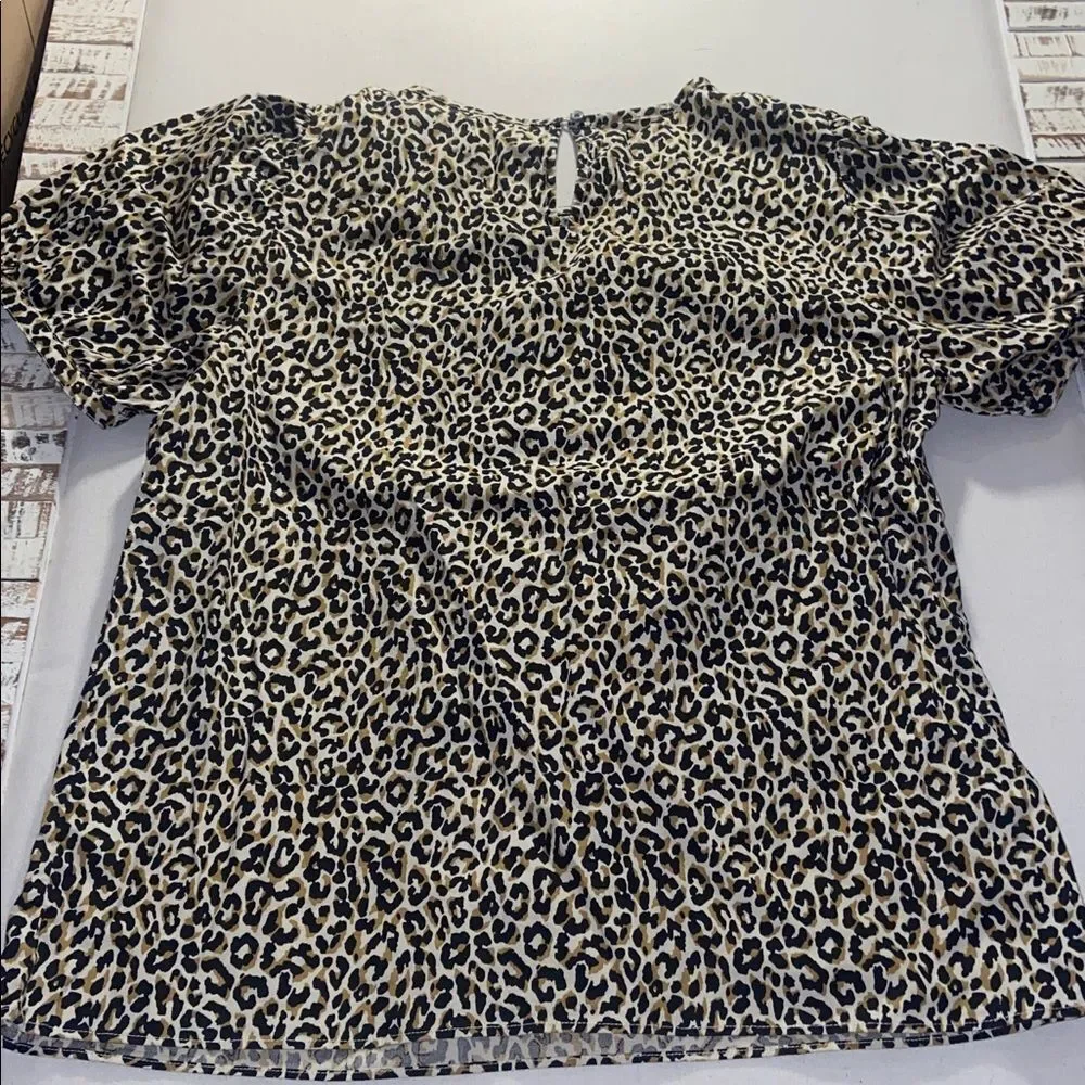 J. Crew Animal Print Puff Sleeve Blouse